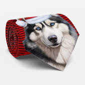 Siberische Husky Dog Red Buffalo Plaid Kerstmis Stropdas (Opgerold)