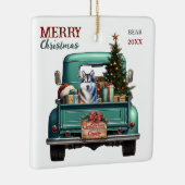 Siberische Husky Dog Retro Truck Kerstmis Keramisch Ornament (Rechts)