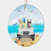 siberische husky dog Rijden op strand Keramisch Ornament (Links)