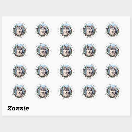 Siberische Husky Dog Ronde Stickers (Vel)