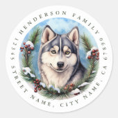 Siberische Husky Dog Ronde Stickers (Voorkant)