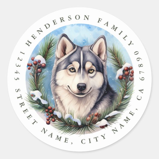 Siberische Husky Dog Ronde Stickers (Voorkant)