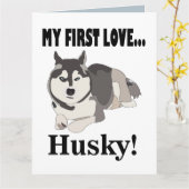 Siberische Husky Dog Schattige Siberische Husky Kaart (Gele Bloem)