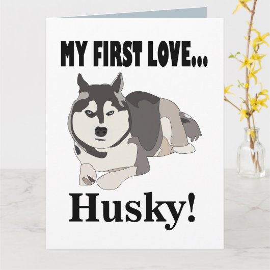 Siberische Husky Dog Schattige Siberische Husky Kaart (Gele Bloem)