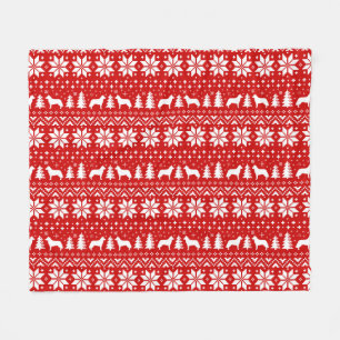 Siberische Husky Dog Silhouetten Kerstpatroon Fleece Deken