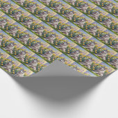 Siberische Husky Dog Spring Bloemen Schilderen Cadeaupapier (Hoek)