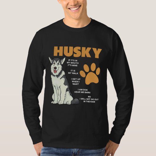 Siberische Husky Eigenaar Regels Hond Huskies Grap T-shirt (Voorkant)