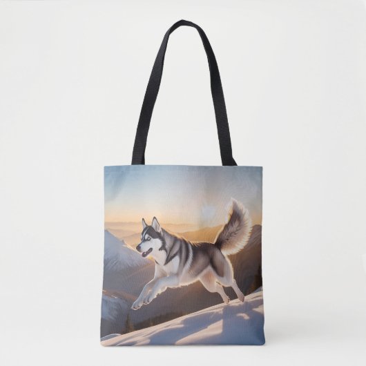 Siberische Husky Elegant Canvas Canvas tas (Voorkant)