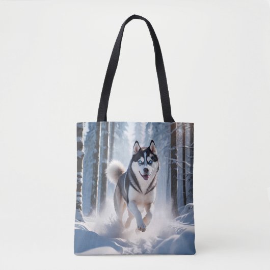 Siberische Husky Elegant Canvas Canvas tas (Voorkant)