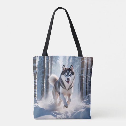 Siberische Husky Elegant Canvas Canvas tas (Achterkant)