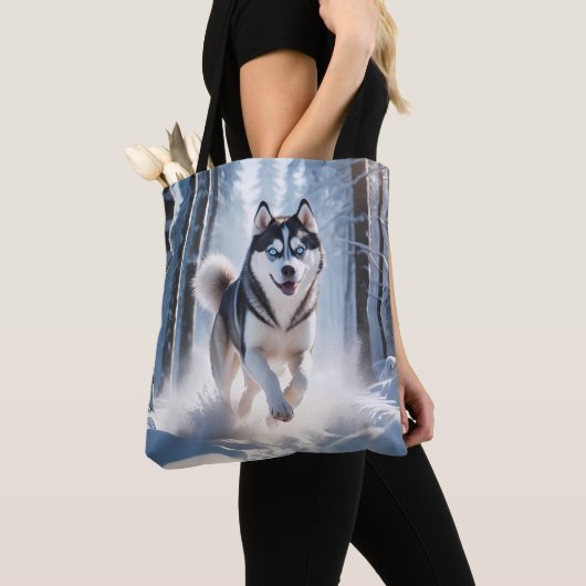 Siberische Husky Elegant Canvas Canvas tas (Dichtbij)