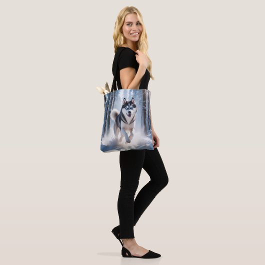 Siberische Husky Elegant Canvas Canvas tas (Op model)