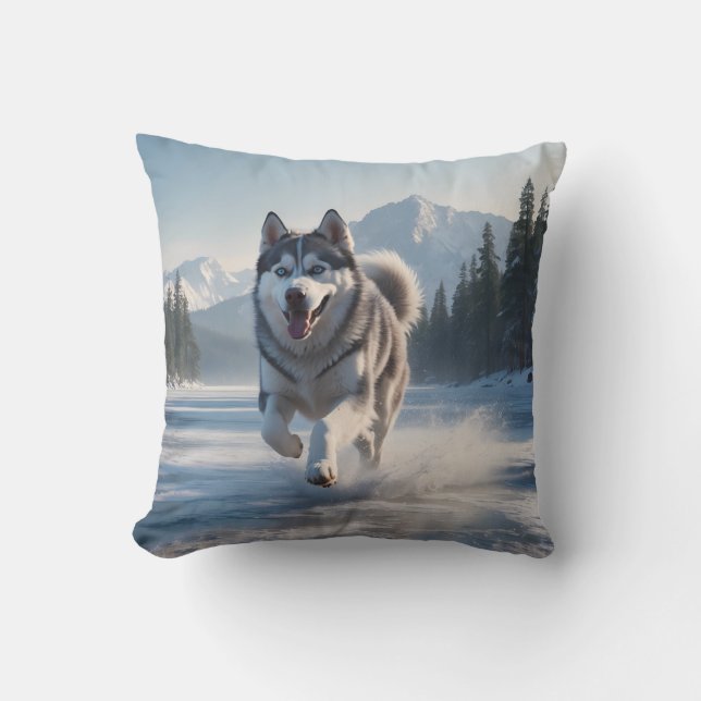 Siberische Husky Elegant Sierkussen (Voorkant)