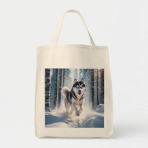 Siberische Husky Elegante Kruidenier Canvas tas