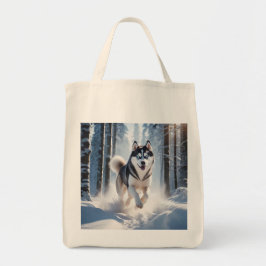 Siberische Husky Elegante Kruidenier Canvas tas