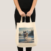 Siberische Husky Elegante Kruidenier Canvas tas (Voorkant (product))