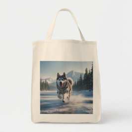 Siberische Husky Elegante Kruidenier Canvas tas