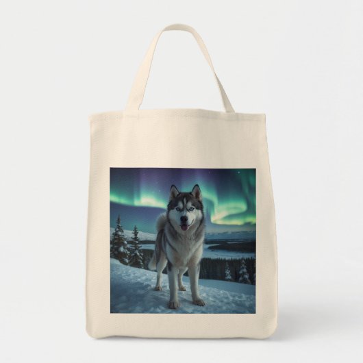 Siberische Husky Elegante Kruidenier Canvas tas (Voorkant)