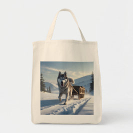 Siberische Husky Elegante Kruidenier Canvas tas