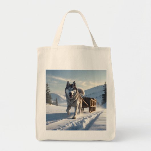 Siberische Husky Elegante Kruidenier Canvas tas (Voorkant)