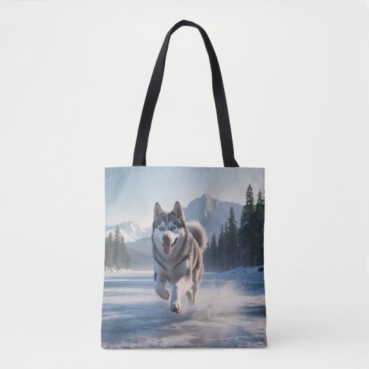 Siberische Husky Elegante Schouder Canvas tas (Voorkant)