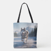 Siberische Husky Elegante Schouder Canvas tas (Achterkant)