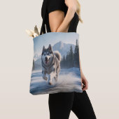 Siberische Husky Elegante Schouder Canvas tas (Dichtbij)