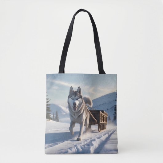 Siberische Husky Elegante Schouder Canvas tas (Voorkant)
