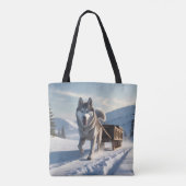 Siberische Husky Elegante Schouder Canvas tas (Achterkant)