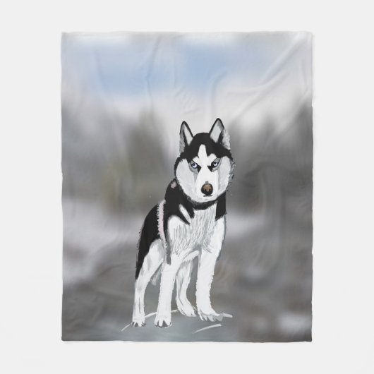 Siberische Husky Fleece Deken (Voorkant)
