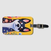 Siberische Husky Folk Art Style Bagagelabel (Voorkant (horizontaal))