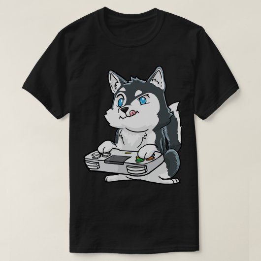 Siberische Husky Gamepad Kawaii T-shirt (Design voorkant)