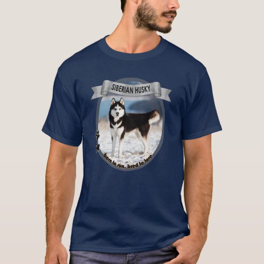 Siberische Husky, geboren om te rennen. Geboren om T-shirt (Voorkant)