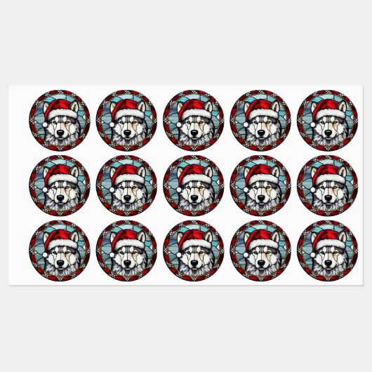 Siberische Husky Gebrandschilderde Glas Kerstmis Labels (Vel)