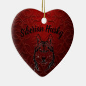 Siberische Husky Gepersonaliseerde Hart Ornament - (Rechts)
