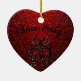 Siberische Husky Gepersonaliseerde Hart Ornament -
