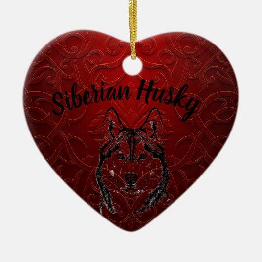 Siberische Husky Gepersonaliseerde Hart Ornament - (Voorkant)