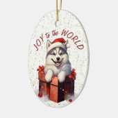 Siberische Husky Gift Box Vreugde aan de Wereld Va Keramisch Ornament (Links)
