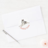 Siberische Husky Grijs Zwart Puppy Hond Rood Liefd Ronde Sticker (Envelop)
