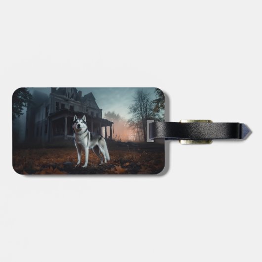Siberische Husky Halloween eng Bagagelabel (Achterkant horizontaal)