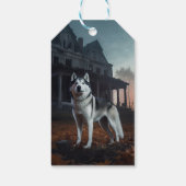Siberische Husky Halloween eng Cadeaulabel (Achterkant)