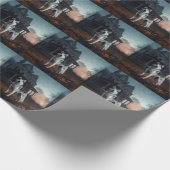 Siberische Husky Halloween eng Cadeaupapier (Hoek)