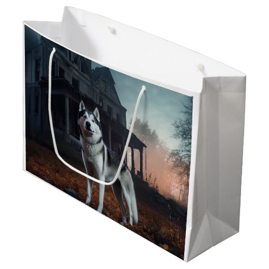 Siberische Husky Halloween eng Groot Cadeauzakje (Voorkant Gekanteld)