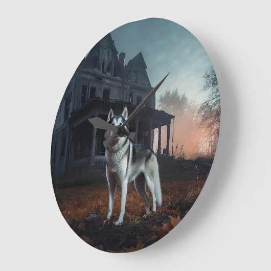 Siberische Husky Halloween eng Grote Klok (Hoek)