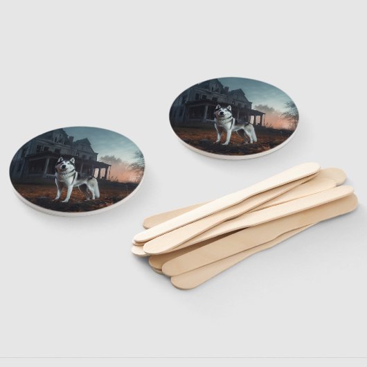 Siberische Husky Halloween eng Handwaaier (Niet-gemonteerd)