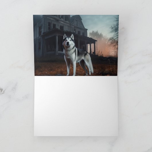 Siberische Husky Halloween eng Kaart (Binnen)