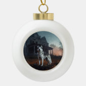 Siberische Husky Halloween eng Keramische Bal Ornament (Voorkant)