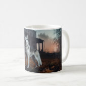 Siberische Husky Halloween eng Koffiemok (Voorkant rechts)