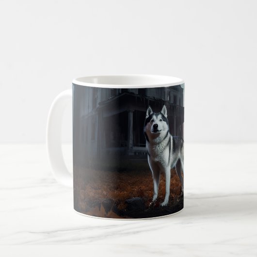 Siberische Husky Halloween eng Koffiemok (Voorkant links)