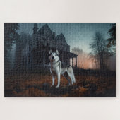 Siberische Husky Halloween eng Legpuzzel (Horizontaal)